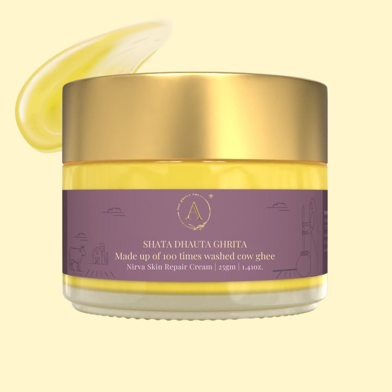 Shata Dhauta Ghrita Skin Repair Emollient | 100 Times Washed A2 Cow Ghee Cream 25gm