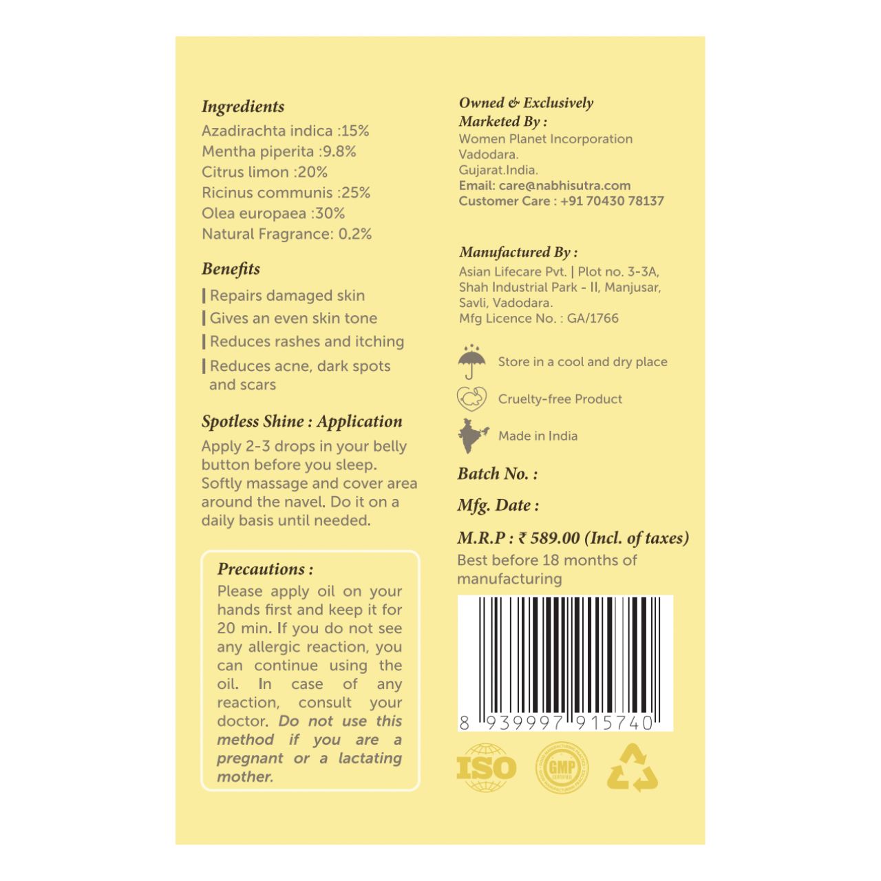 acne control belly button oil