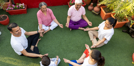 family doing yoga 