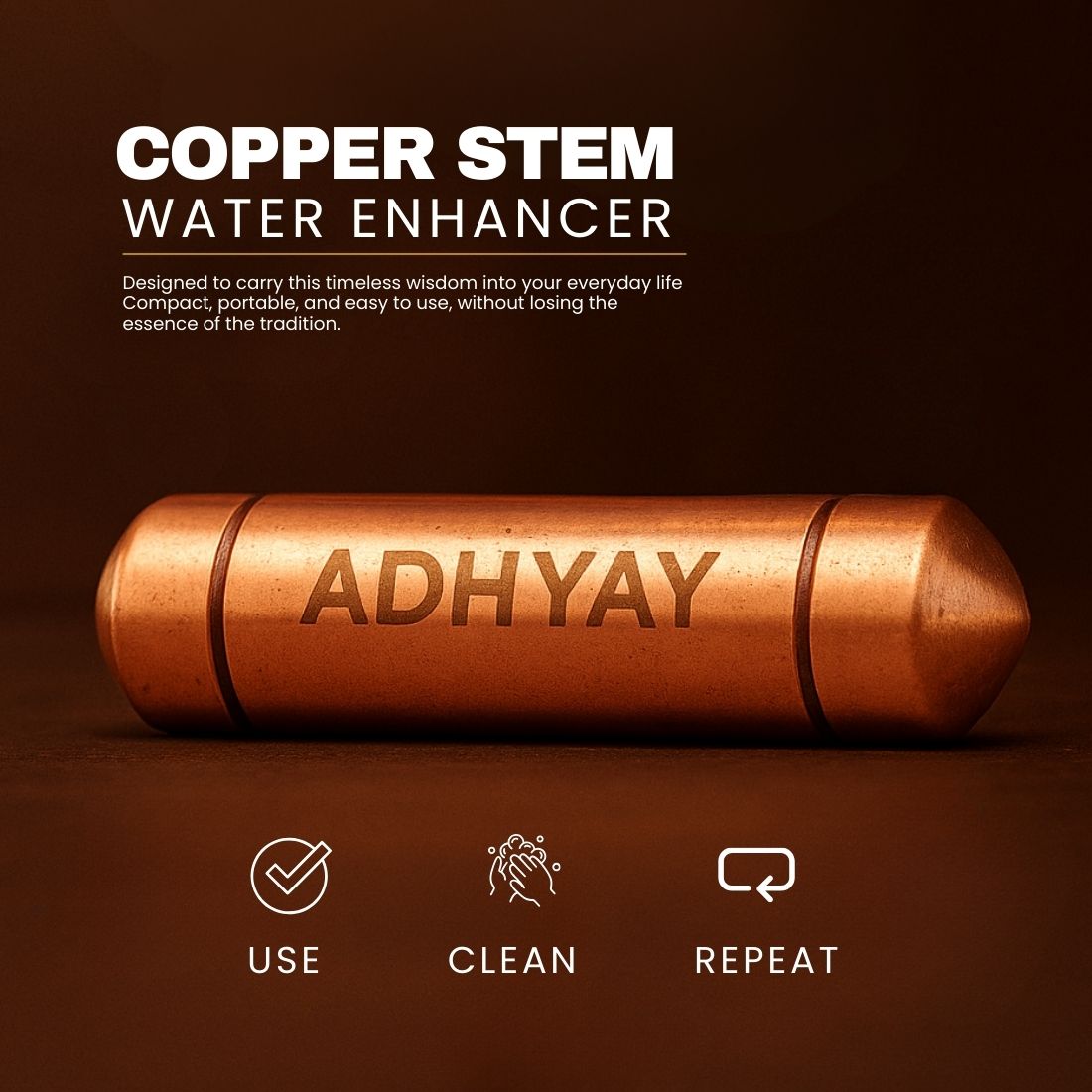 Hydration Combo: 550 ml Glass Water Bottle + 2 Units of Copper Stems (1 Pack)